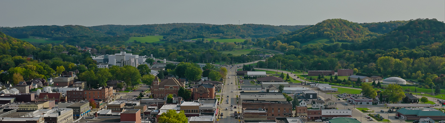 River flowing through the farms