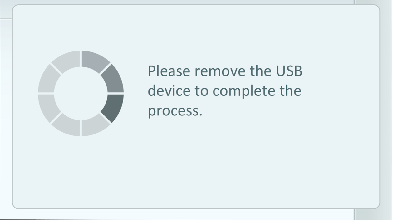 remove usb to complete process
