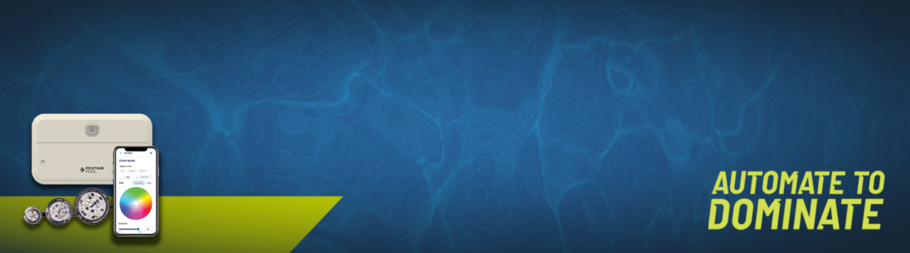 water background with an angled green slash in the bottom left corner. IntelliVibe on the left. Text: Automate to Dominate in green on the right. 