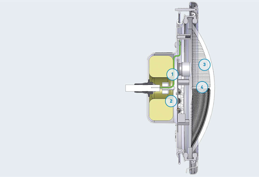 Intellibrite LED side view of components.